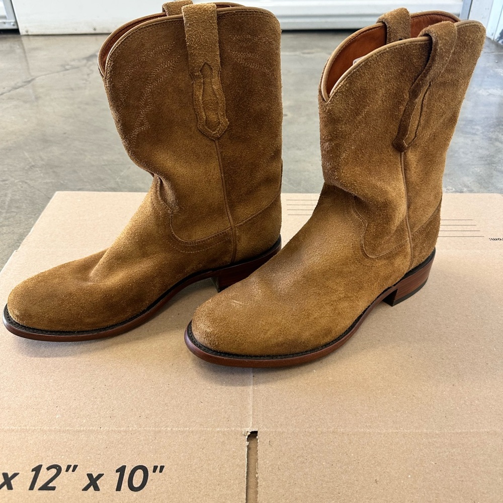 Ariat Men’s Bench Made Clanton Western Boots – Oiled Tan Roughout, Size 10D